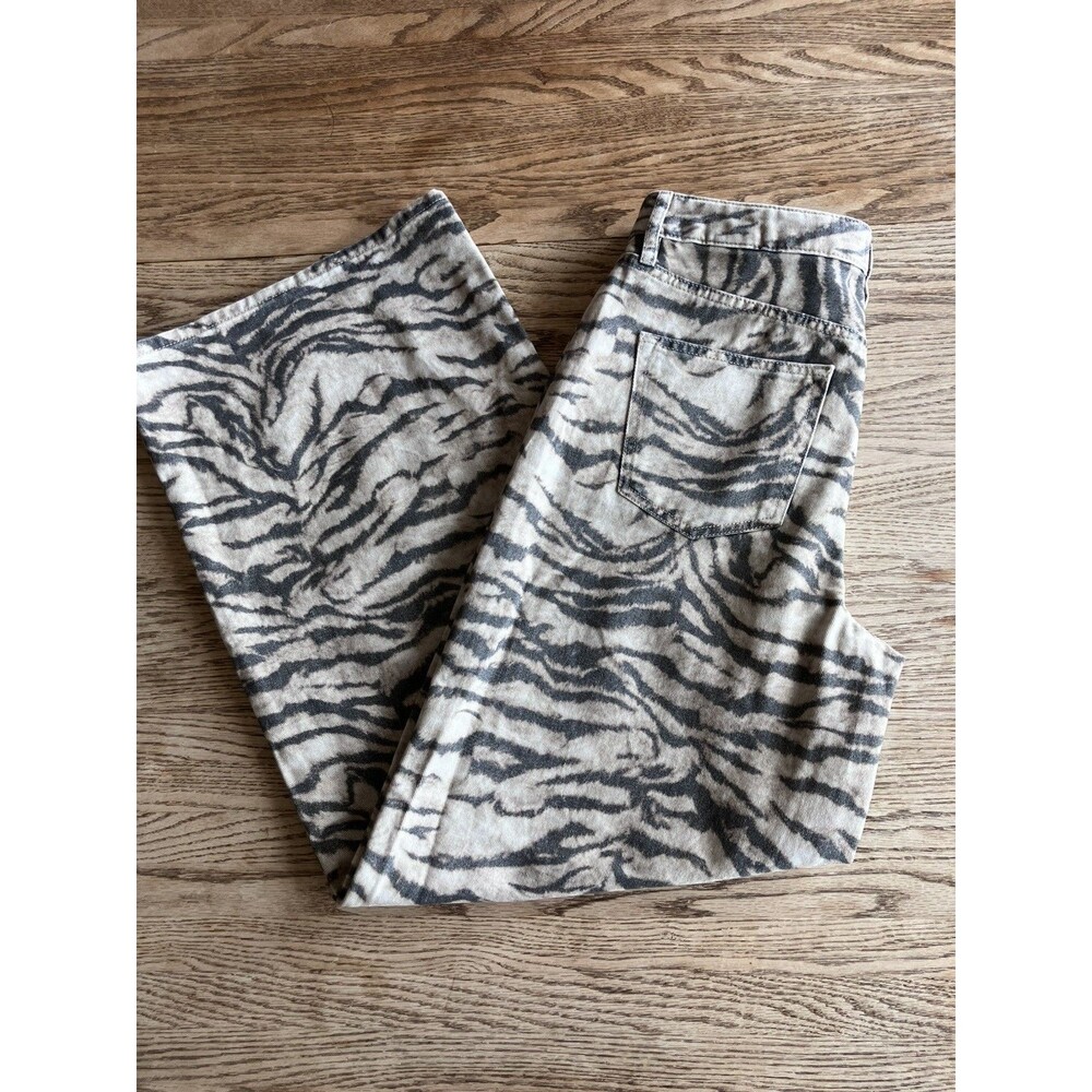NWOT Sienna Miller xMarks & Spencer Barrel Jeans M&S US Size 8 Long Tiger Stripe